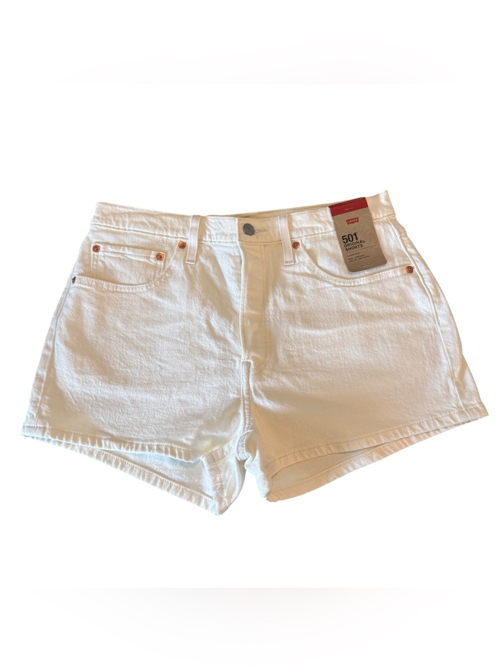 Levis 501 Shorts Womens 31 White Original Fit High Rise Button Fly Denim NEW.